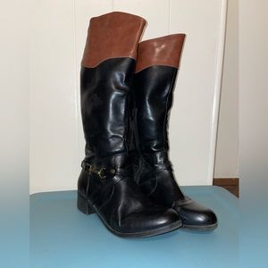 Tan and Black Tall boots